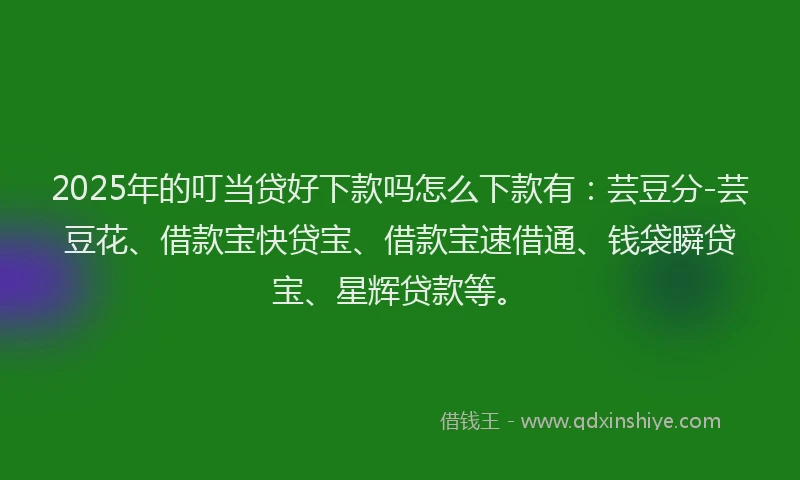2025年的叮当贷好下款吗怎么下款有：芸豆分-芸豆花、借款宝快贷宝、借款宝速借通、钱袋瞬贷宝、星辉贷款等。