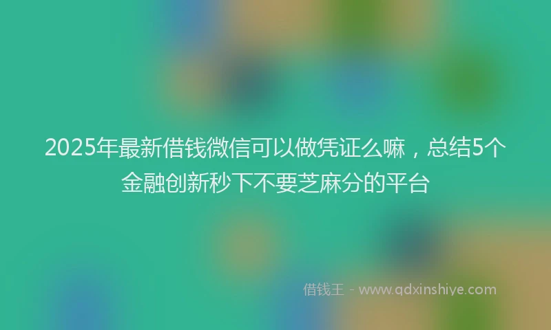 2025年最新借钱微信可以做凭证么嘛，总结5个金融创新秒下不要芝麻分的平台