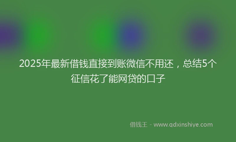 2025年最新借钱直接到账微信不用还，总结5个征信花了能网贷的口子