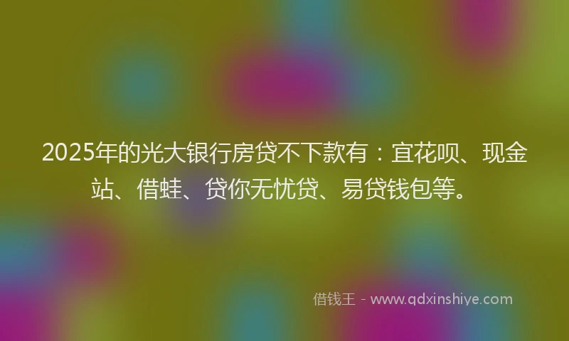 2025年的光大银行房贷不下款有：宜花呗、现金站、借蛙、贷你无忧贷、易贷钱包等。