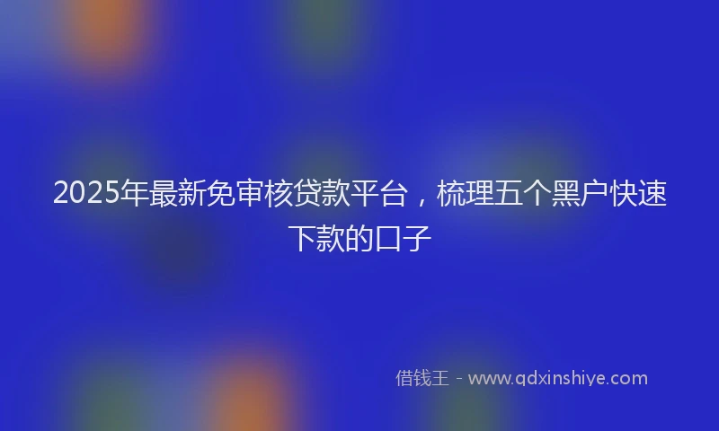 2025年最新免审核贷款平台，梳理五个黑户快速下款的口子