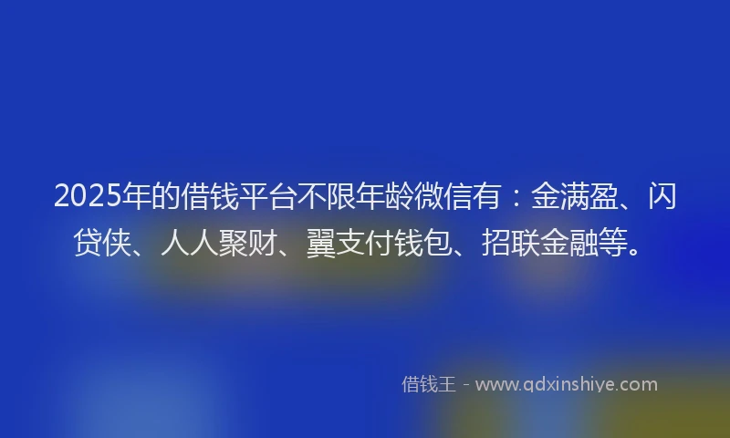2025年的借钱平台不限年龄微信有：金满盈、闪贷侠、人人聚财、翼支付钱包、招联金融等。