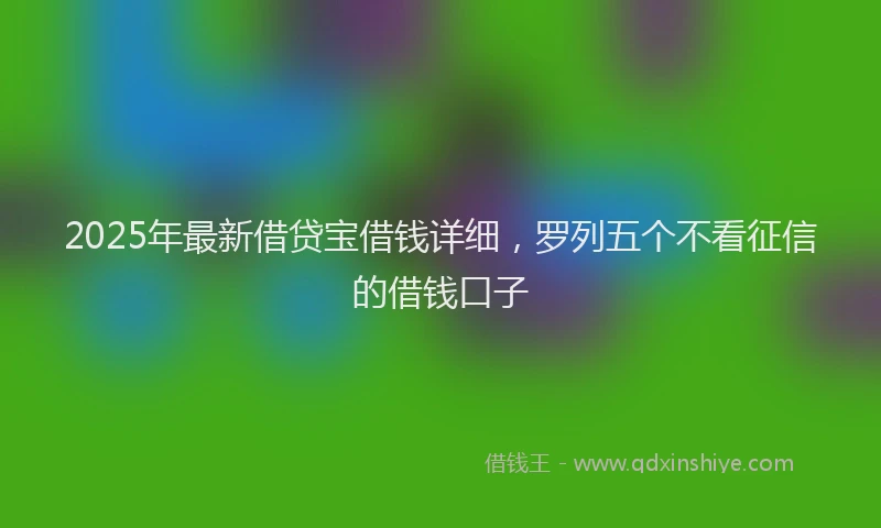 2025年最新借贷宝借钱详细，罗列五个不看征信的借钱口子