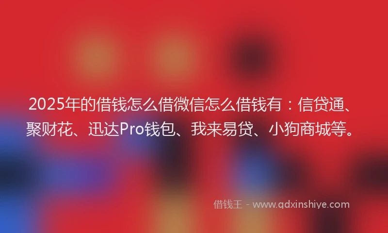 2025年的借钱怎么借微信怎么借钱有：信贷通、聚财花、迅达Pro钱包、我来易贷、小狗商城等。