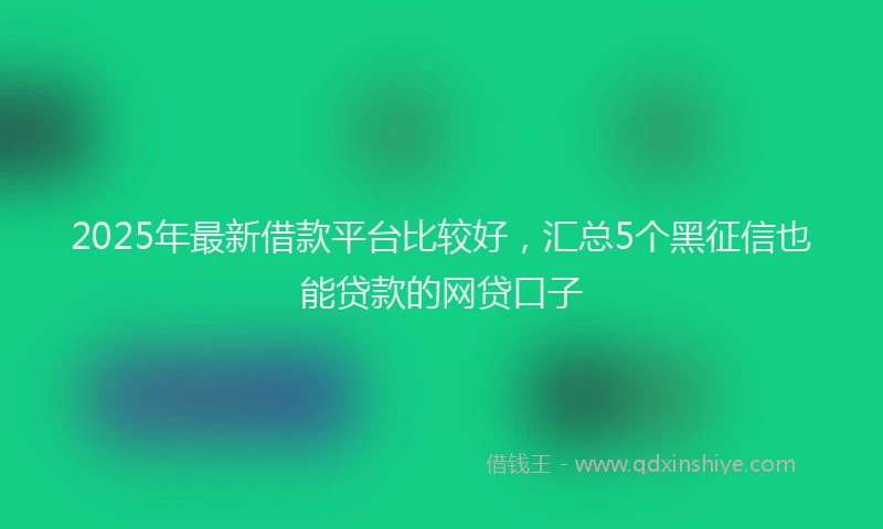 2025年最新借款平台比较好，汇总5个黑征信也能贷款的网贷口子