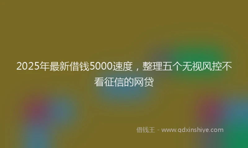 2025年最新借钱5000速度，整理五个无视风控不看征信的网贷
