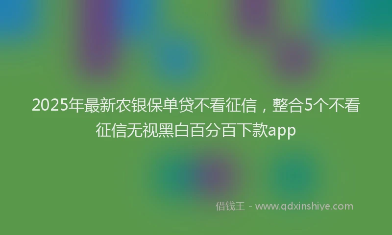 2025年最新农银保单贷不看征信，整合5个不看征信无视黑白百分百下款app