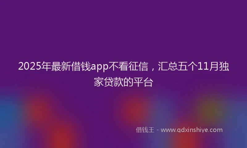 2025年最新借钱app不看征信，汇总五个11月独家贷款的平台