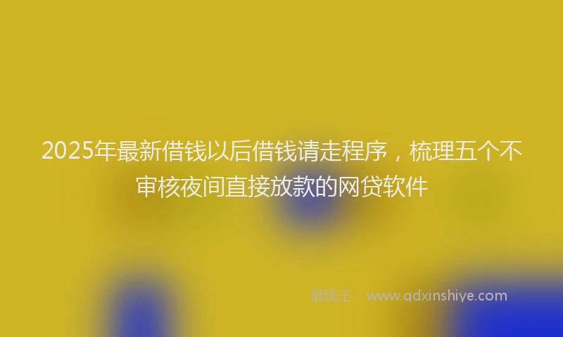 2025年最新借钱以后借钱请走程序，梳理五个不审核夜间直接放款的网贷软件