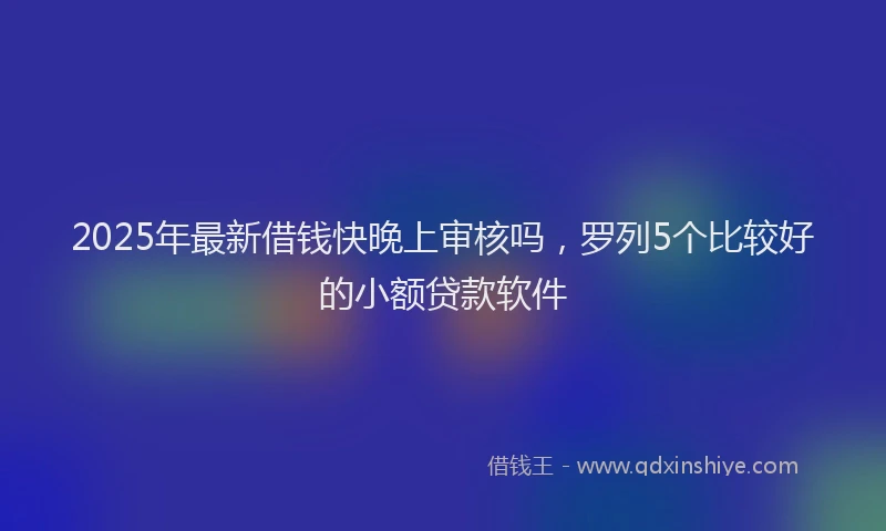 2025年最新借钱快晚上审核吗，罗列5个比较好的小额贷款软件