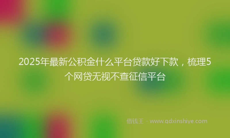 2025年最新公积金什么平台贷款好下款，梳理5个网贷无视不查征信平台