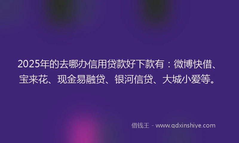 2025年的去哪办信用贷款好下款有：微博快借、宝来花、现金易融贷、银河信贷、大城小爱等。