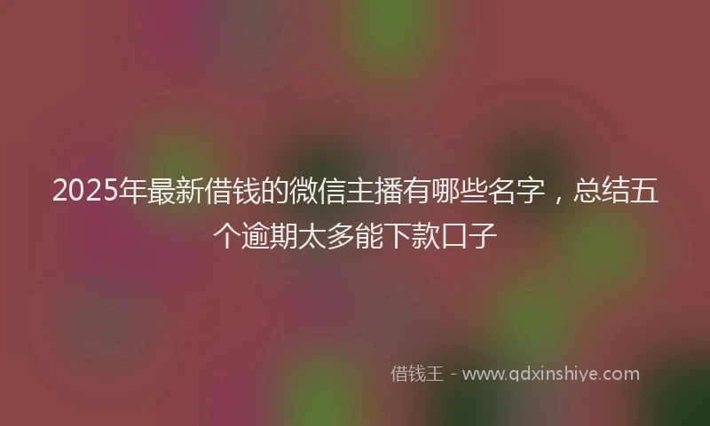2025年最新借钱的微信主播有哪些名字，总结五个逾期太多能下款口子