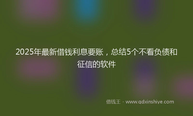 2025年最新借钱利息要账，总结5个不看负债和征信的软件