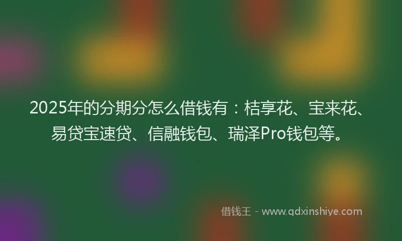 2025年的分期分怎么借钱有：桔享花、宝来花、易贷宝速贷、信融钱包、瑞泽Pro钱包等。