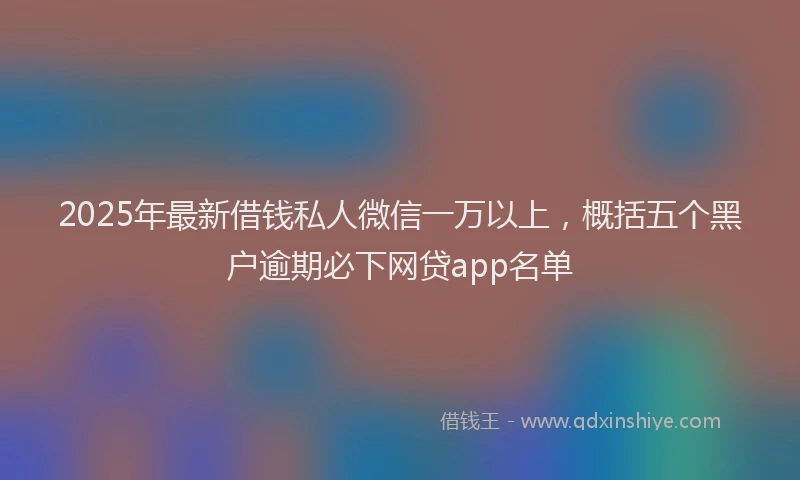2025年最新借钱私人微信一万以上，概括五个黑户逾期必下网贷app名单