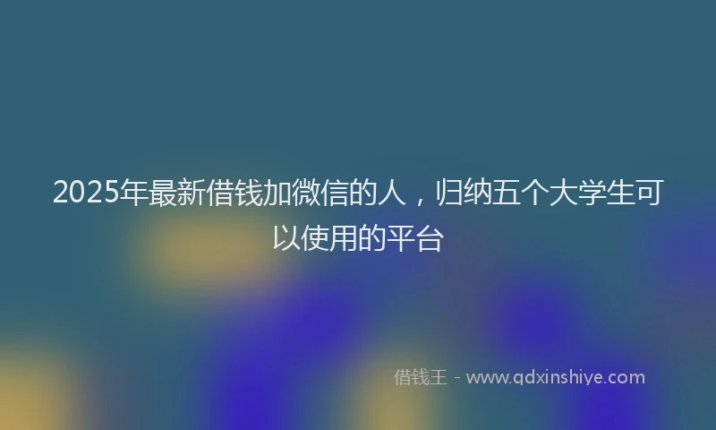 2025年最新借钱加微信的人，归纳五个大学生可以使用的平台