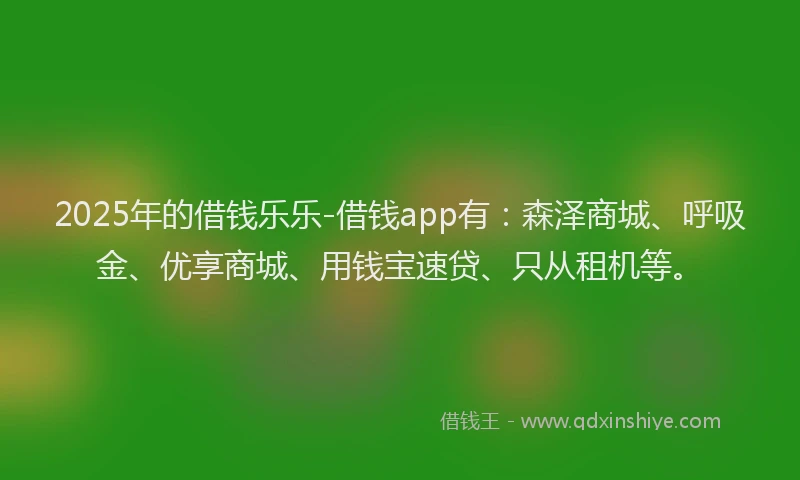 2025年的借钱乐乐-借钱app有：森泽商城、呼吸金、优享商城、用钱宝速贷、只从租机等。
