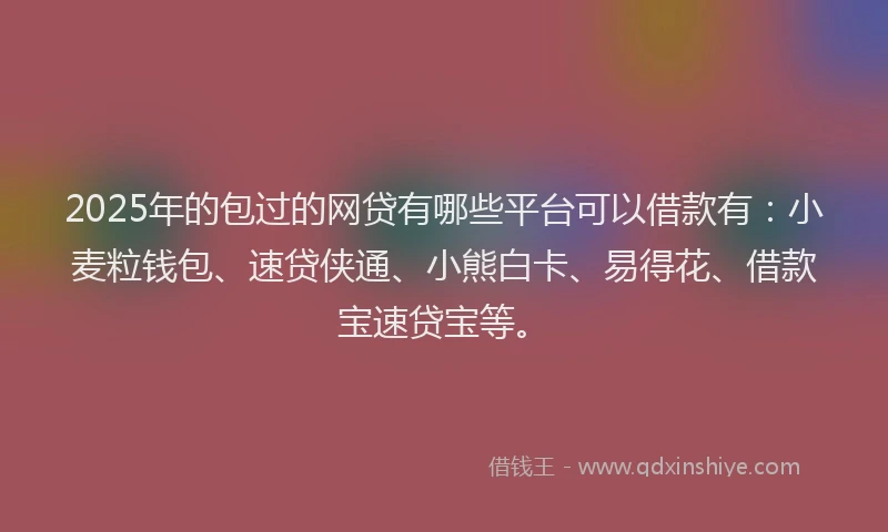 2025年的包过的网贷有哪些平台可以借款有：小麦粒钱包、速贷侠通、小熊白卡、易得花、借款宝速贷宝等。