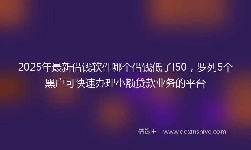 2025年最新借钱软件哪个借钱低子l50，罗列5个黑户可快速办理小额贷款业务的平台