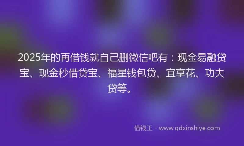2025年的再借钱就自己删微信吧有：现金易融贷宝、现金秒借贷宝、福星钱包贷、宜享花、功夫贷等。