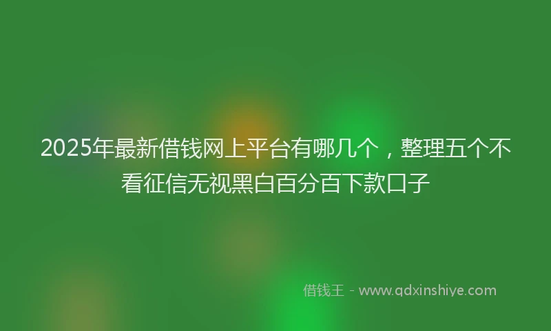 2025年最新借钱网上平台有哪几个，整理五个不看征信无视黑白百分百下款口子