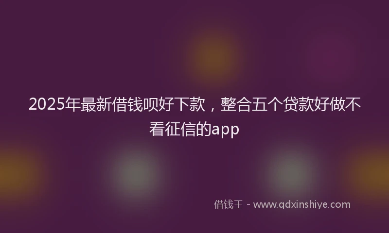 2025年最新借钱呗好下款，整合五个贷款好做不看征信的app