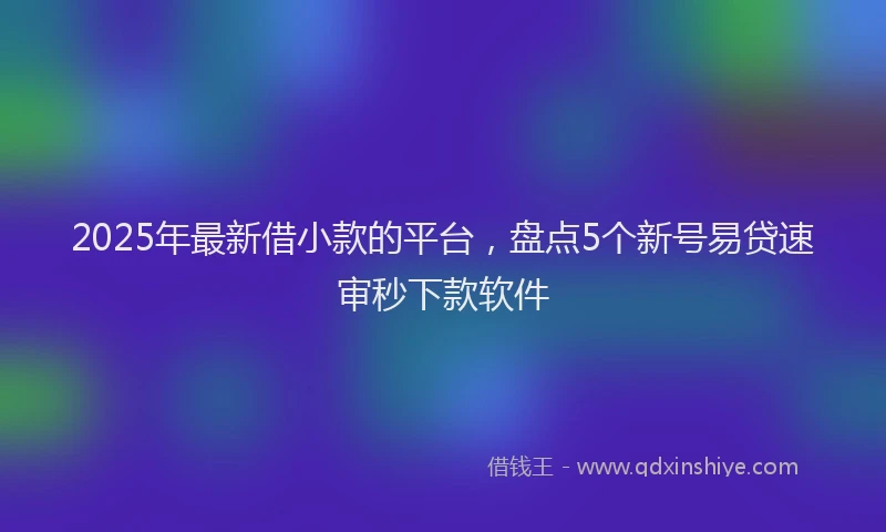 2025年最新借小款的平台，盘点5个新号易贷速审秒下款软件