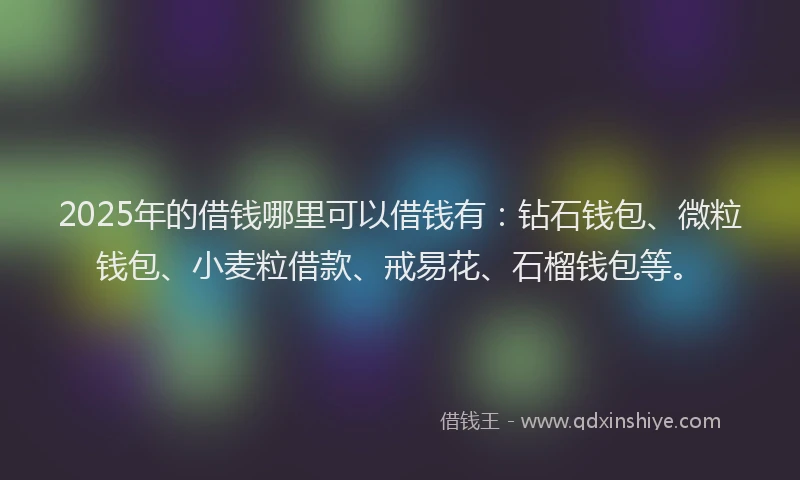 2025年的借钱哪里可以借钱有：钻石钱包、微粒钱包、小麦粒借款、戒易花、石榴钱包等。