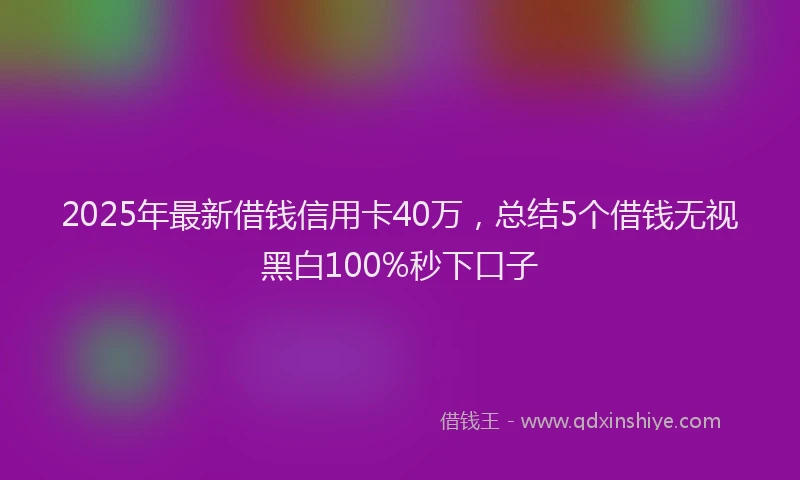 2025年最新借钱信用卡40万，总结5个借钱无视黑白100%秒下口子