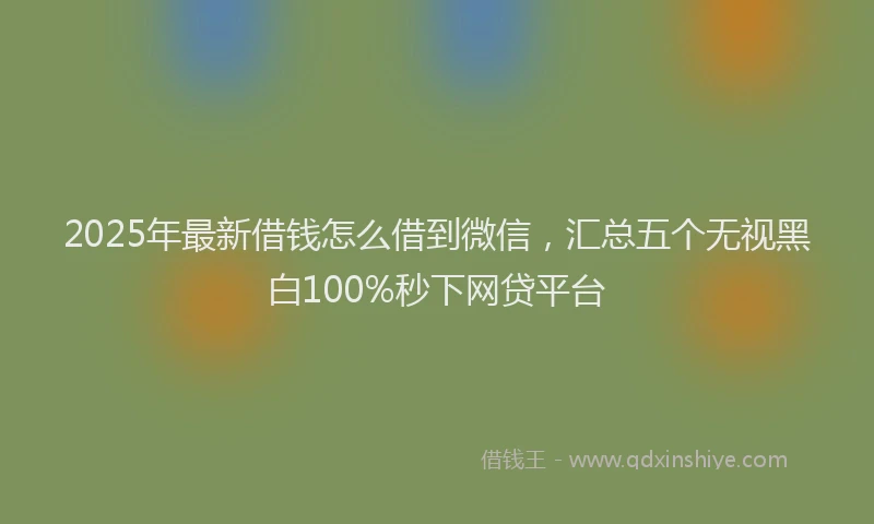 2025年最新借钱怎么借到微信，汇总五个无视黑白100%秒下网贷平台