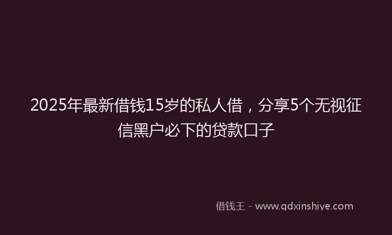 2025年最新借钱15岁的私人借，分享5个无视征信黑户必下的贷款口子