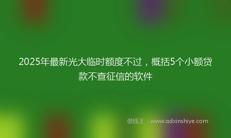 2025年最新光大临时额度不过，概括5个小额贷款不查征信的软件