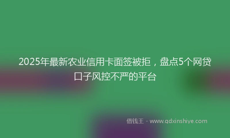 2025年最新农业信用卡面签被拒，盘点5个网贷口子风控不严的平台