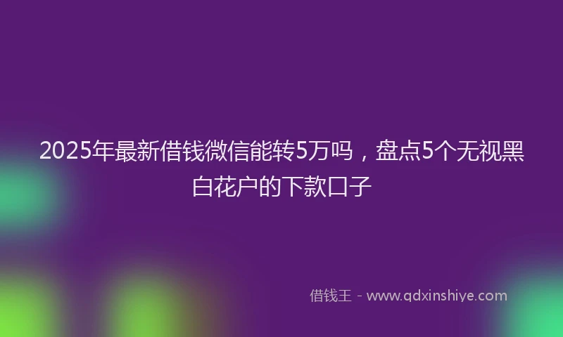 2025年最新借钱微信能转5万吗，盘点5个无视黑白花户的下款口子