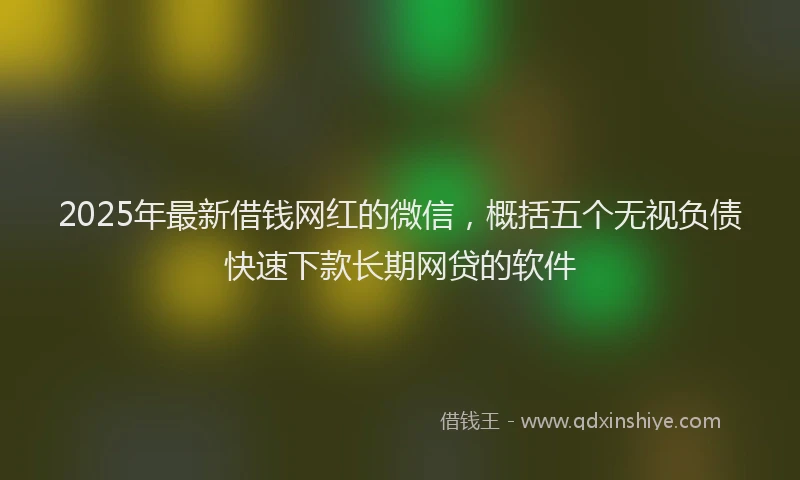2025年最新借钱网红的微信，概括五个无视负债快速下款长期网贷的软件