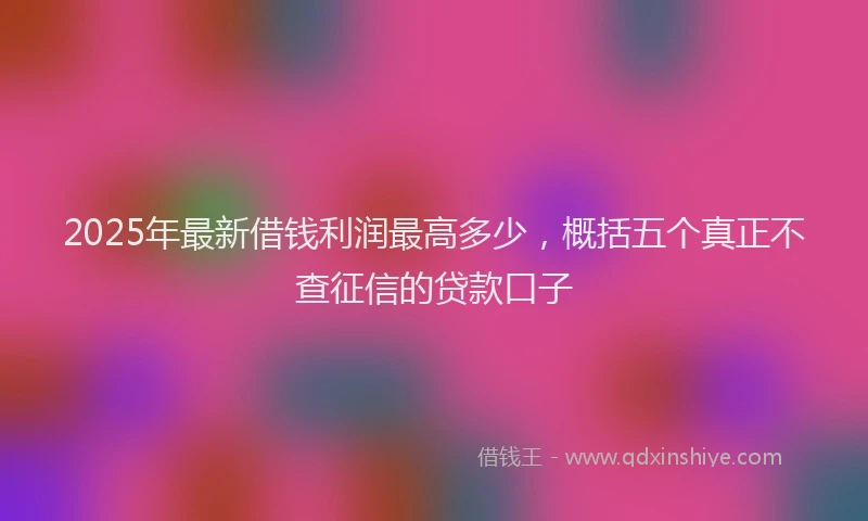 2025年最新借钱利润最高多少，概括五个真正不查征信的贷款口子