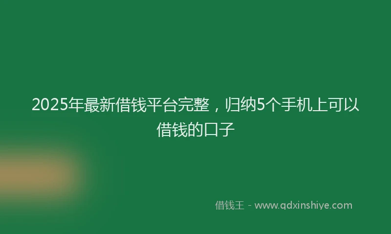 2025年最新借钱平台完整，归纳5个手机上可以借钱的口子