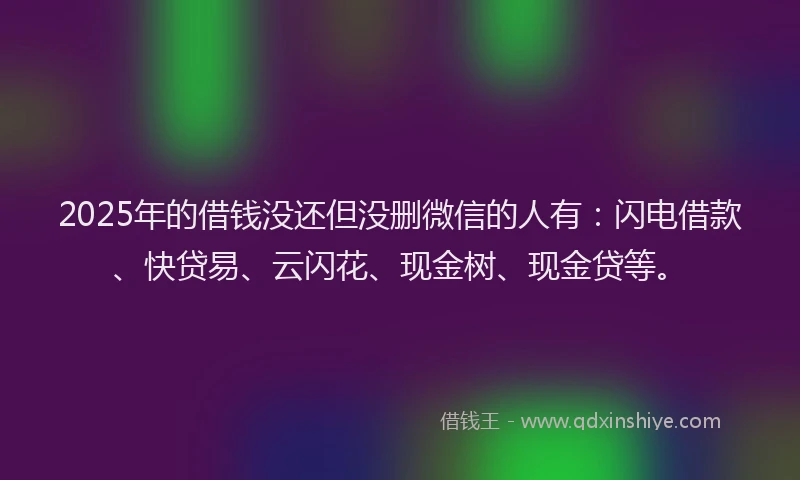2025年的借钱没还但没删微信的人有：闪电借款、快贷易、云闪花、现金树、现金贷等。