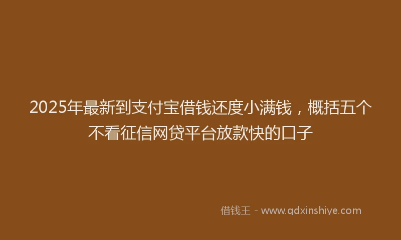 2025年最新到支付宝借钱还度小满钱，概括五个不看征信网贷平台放款快的口子