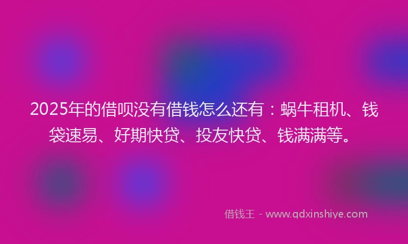 2025年的借呗没有借钱怎么还有：蜗牛租机、钱袋速易、好期快贷、投友快贷、钱满满等。