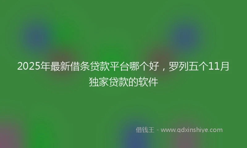 2025年最新借条贷款平台哪个好，罗列五个11月独家贷款的软件