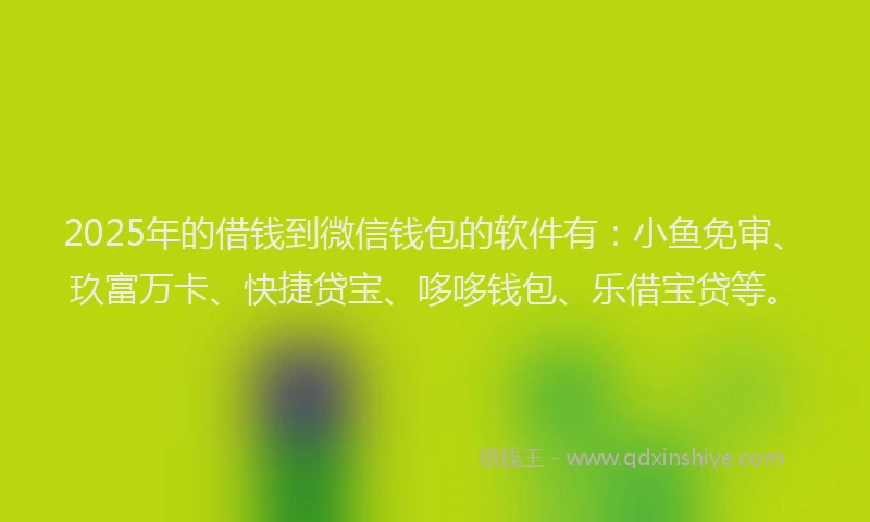 2025年的借钱到微信钱包的软件有：小鱼免审、玖富万卡、快捷贷宝、哆哆钱包、乐借宝贷等。