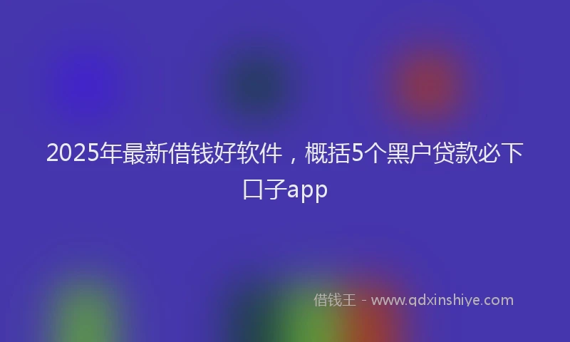 2025年最新借钱好软件，概括5个黑户贷款必下口子app