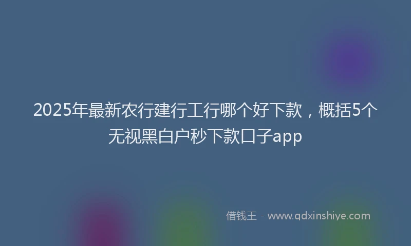 2025年最新农行建行工行哪个好下款，概括5个无视黑白户秒下款口子app
