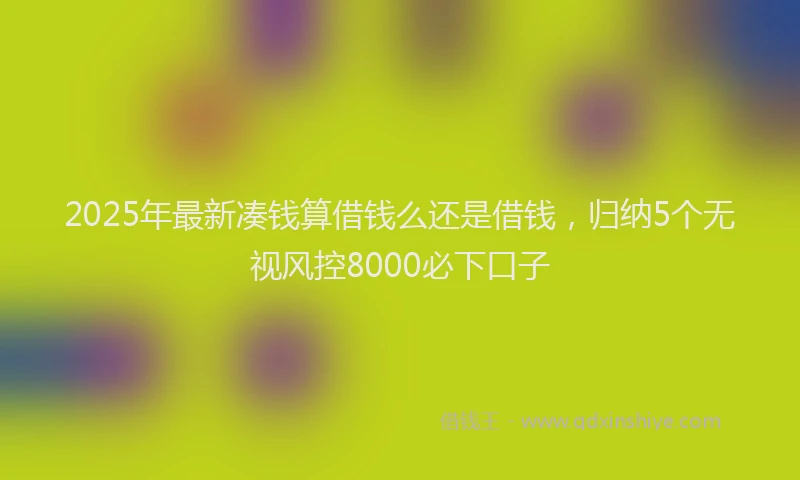 2025年最新凑钱算借钱么还是借钱，归纳5个无视风控8000必下口子