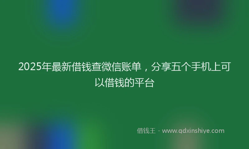2025年最新借钱查微信账单，分享五个手机上可以借钱的平台