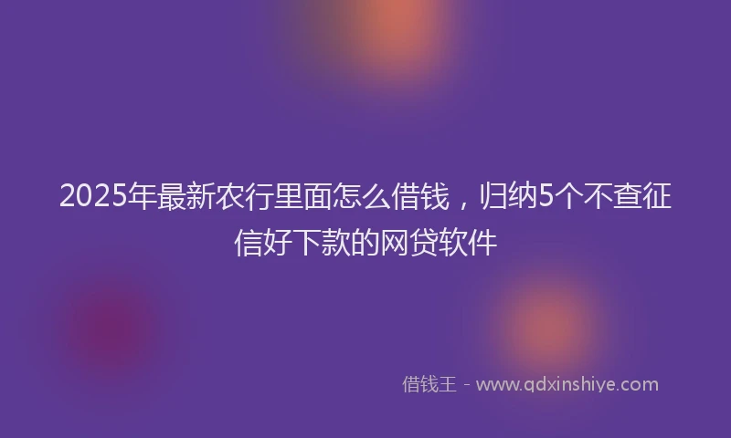 2025年最新农行里面怎么借钱，归纳5个不查征信好下款的网贷软件