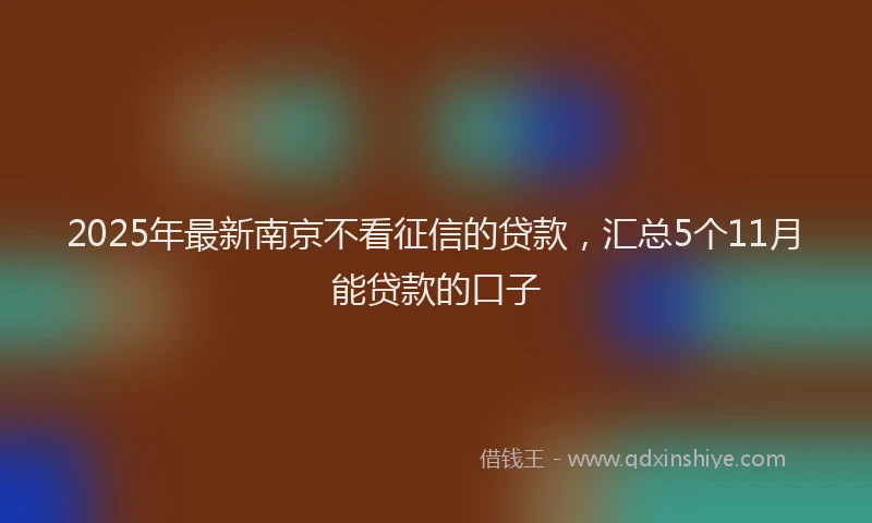 2025年最新南京不看征信的贷款，汇总5个11月能贷款的口子
