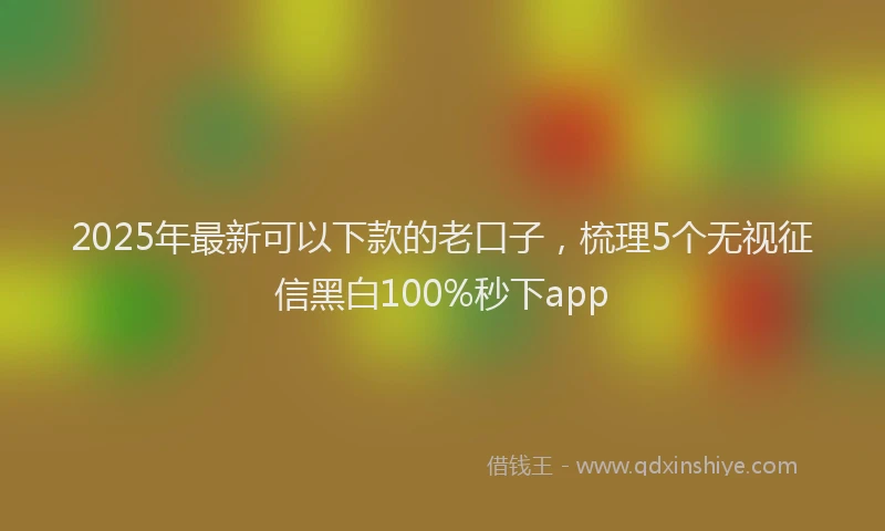 2025年最新可以下款的老口子，梳理5个无视征信黑白100%秒下app